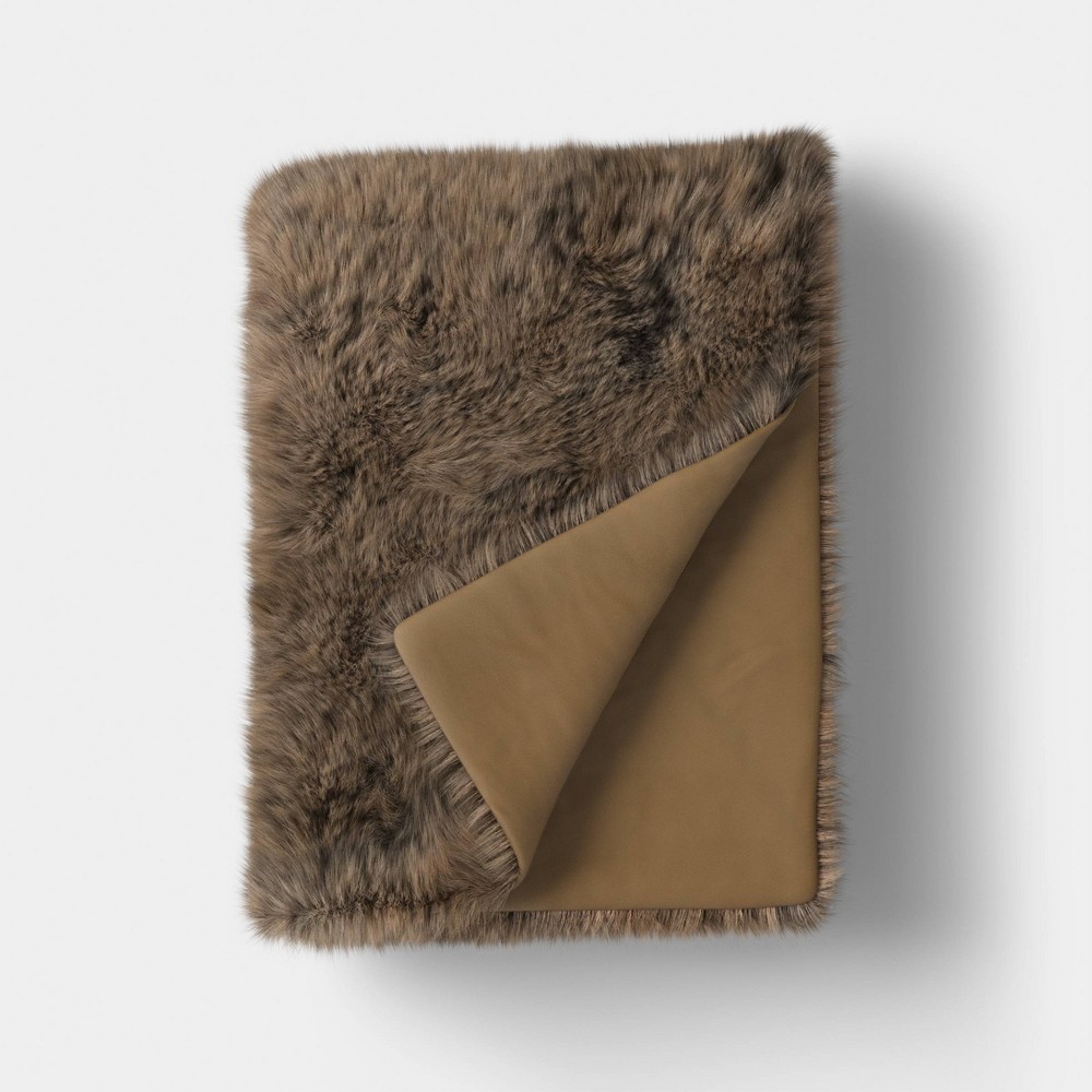 Faux Fur Throw Blanket Brown - Threshold™