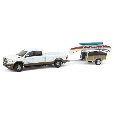 Greenlight Collectibles 1/64 2022 Ram 2500 Longhorn Pickup Truck with Canoe Trailer Hitch & Tow Series 26 32260-D