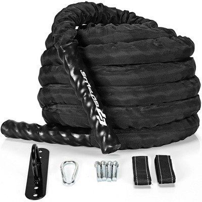 Costway 30FT/40FT/50FT Battle Rope 1.5'' Diameter Exercise Rope w/Anchor Strap Kit