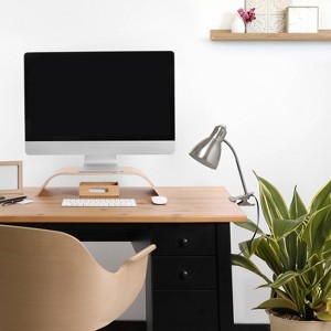 Creekwood Home Sleek Essentials 15.5" Basic Clip on Reading Light with Flexible Gooseneck Brushed Nickel Finish - 1 of 4