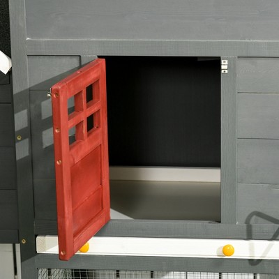 Extra Large Storm Gray and Brick Red Wooden Chicken Coop with Run