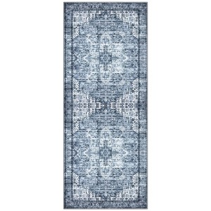 Itopfox Soft Blue Washable Non-Slip Medallion Area Rug for Entrance, Kitchen, Bedroom, Low-Pile Indoor Door Mat, Farmhouse Carpet for Entryway Foyer - 1 of 4