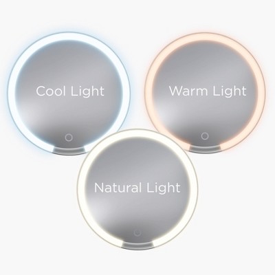 White Round Portable Makeup Mirror with Bluetooth Speaker