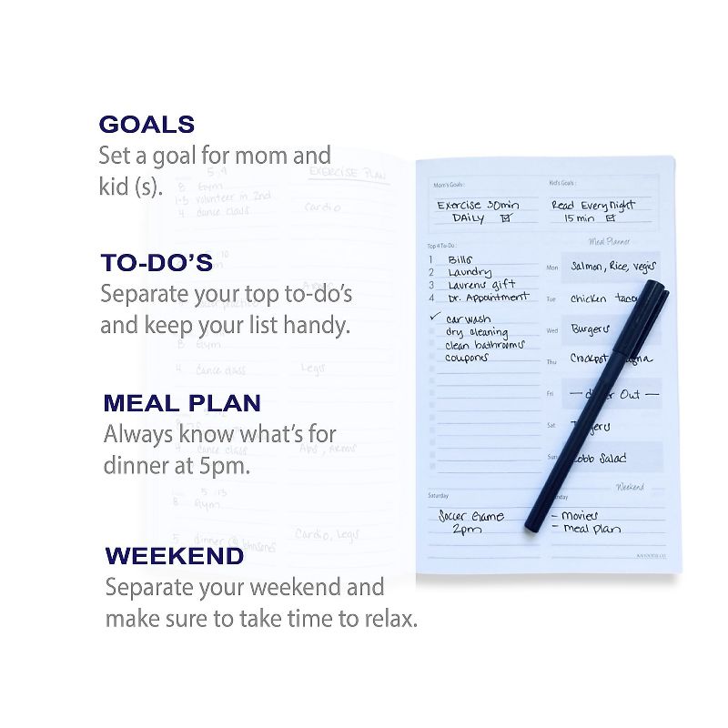 Kahootie Co. Kahootie Co Mom’s Weekly Planner 6" x 9" Navy and White (ITKMNW), 3 of 6