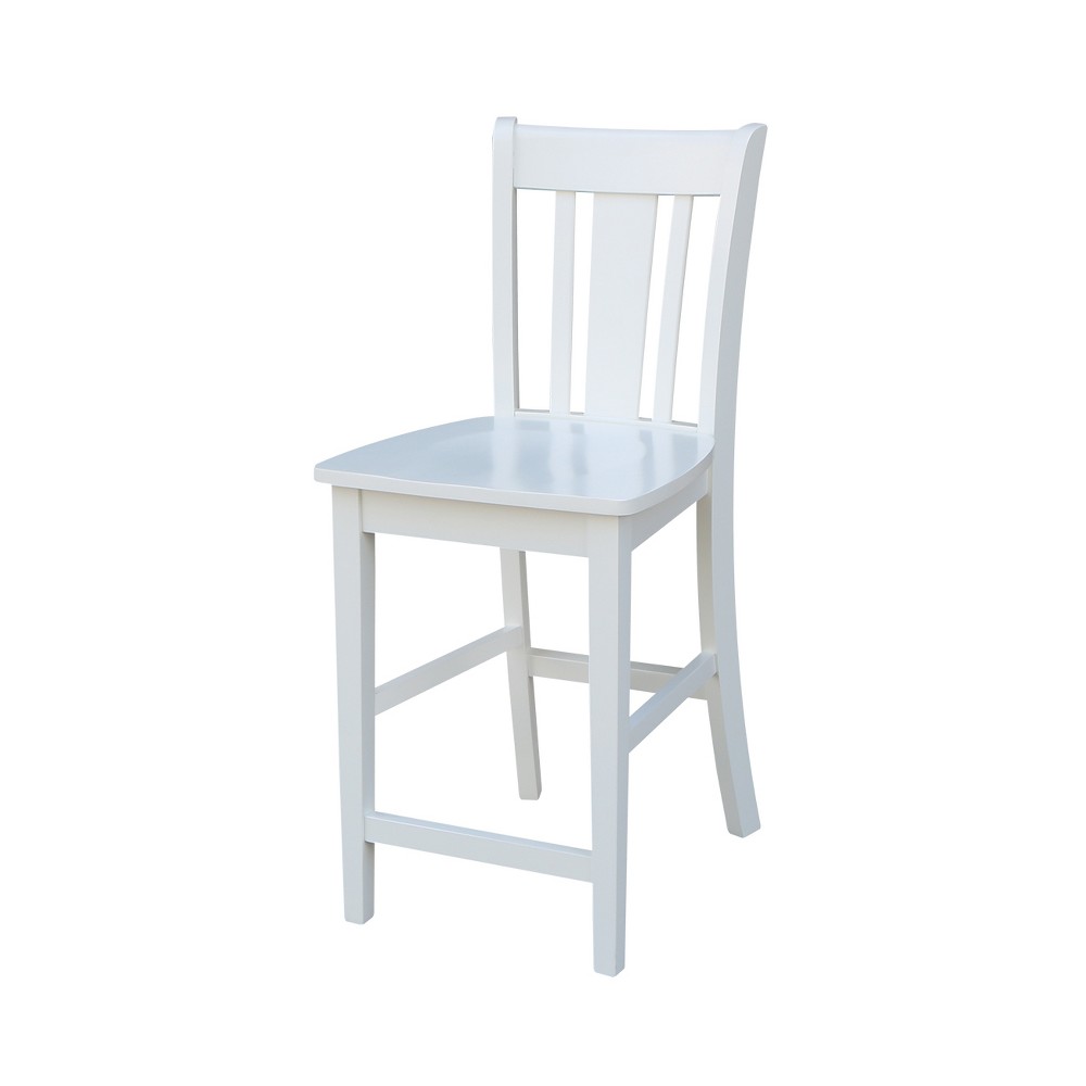 Photos - Chair 24" San Remo Counter Height Barstool Off White - International Concepts: Solid Wood, Slat Back