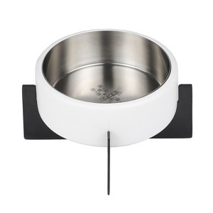 THE LICKER STORE Intersecta Small/Medium Concrete & Stainless Steel Bowl 16oz (2 Cups) w/ Metal Stand Pet Feeder - 1 of 4