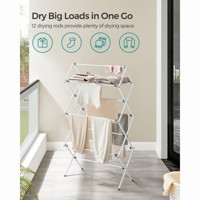 Foldable White Steel Frame Clothes Drying Rack