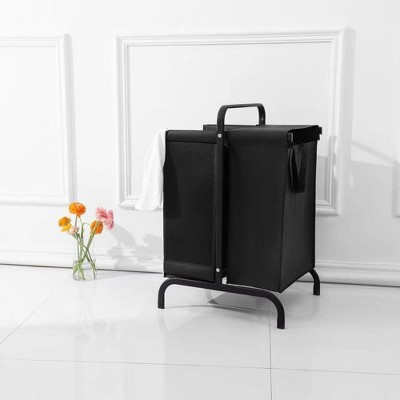 Chic Crate-2-Tier 110L Laundry Hamper – Oxford Basket w/ Lid + Sorting Cards | Clothes/Toys Storage | Black