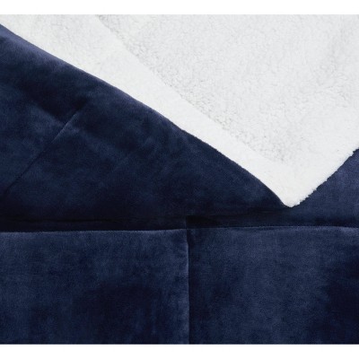 Indigo Twin Reversible Microfiber Comforter Set with Sherpa