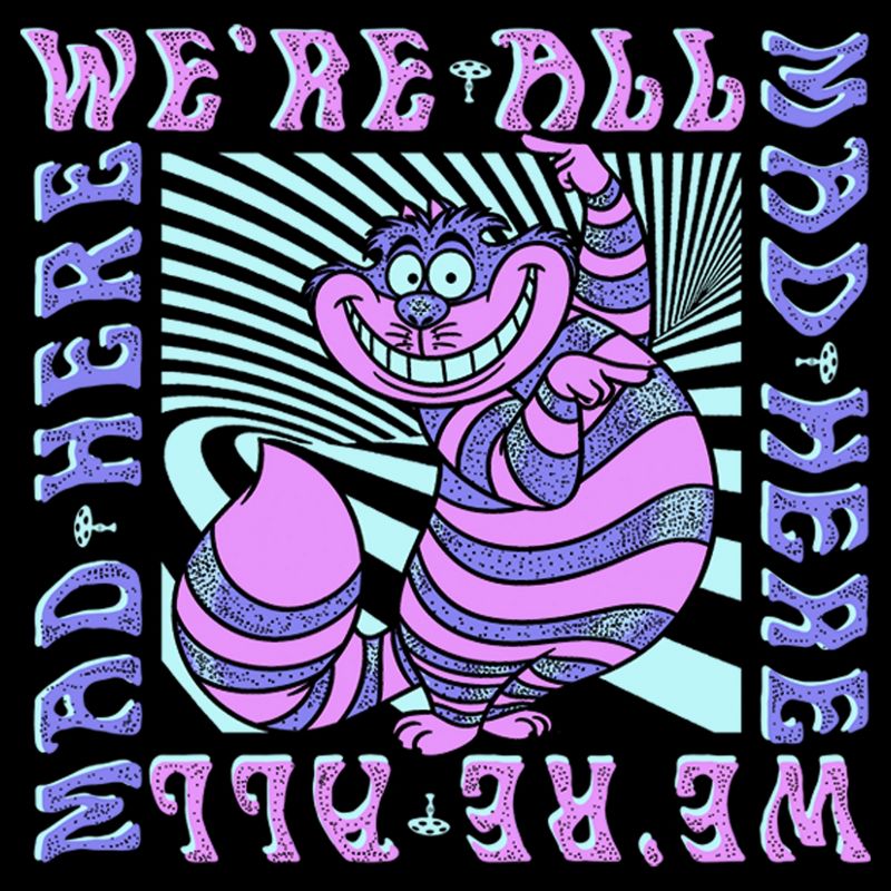 Men's Alice in Wonderland We're All Mad Here, Cheshire Cat T-Shirt, 2 of 6