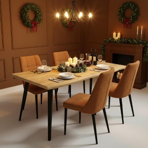 Homy Casa Modern Rectangular Dining Table with Black Metal Legs – Contemporary Dining Room Furniture - 1 of 4