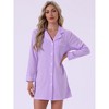 cheibear Women's Casual Long Sleeve Notched Lapel Button Down Lounge Nightshirt - 3 of 4
