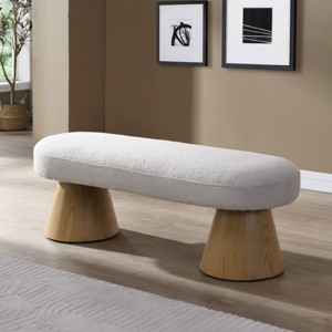 Modern Fabric Upholstered Dining Bench,Entryway Bench with Wood Legs,No Assembly Required,Bedroom or Dining Room Accent Bench-Coolbibila - 1 of 4