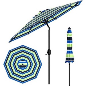 9FT Outdoor Patio Umbrella with Push Button Tilt & Crank, Market Umbrella, 8 Sturdy Ribs UV Protection for Garden Backyard Pool Deck - 1 of 4