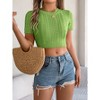 Crop Tops for Women Crew Neck Short Sleeve Ribbed Knit Tight T Shirts Slim Fit Basics Tees Going Out Crop Tops Shirts - 3 of 4