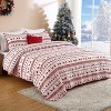 Christmas Quilt Set Queen, 3-Piece Boho Bedspread/Coverlet, Reversible Trees Reindeer Snowflakes Pattern, Lightweight All-Season Bedding - 3 of 4