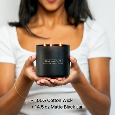 Luxurious Black Charcoal Scented Soy Wax Candle, 14.5 oz