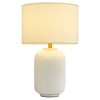 POWLIG 19.2" White Ceramic Farmhouse Table Lamp with Linen Shade – Decorative Accent Lighting for Bedroom, Living Room & Office - 2 of 4