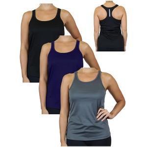 Galaxy By Harvic Women's Moisture Wicking Racerback Tank-3 Pack - 1 of 4