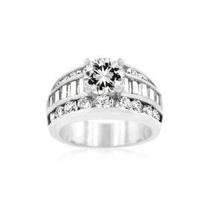 Slickblue 6.6 Ct. Luxurious Women's Engagement Ring – with Round & Baguette Cut, Size 5-10 - 1 of 2
