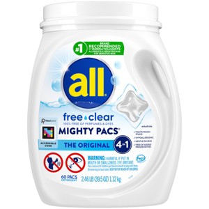 All Mighty Pacs Free Clear Laundry Detergent Pacs - 1 of 4