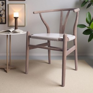 Faux Leather Boho Mid-Century Accent Chair with Ash Wood Frame and Nailhead Trim - 1 of 4