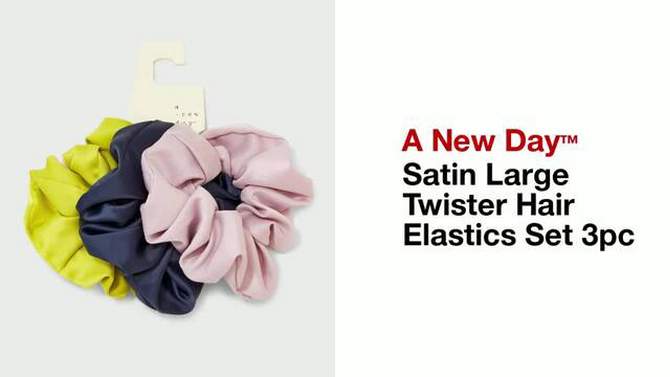 Satin Large Twister Hair Elastics Set 3pc - A New Day™, 2 of 5, play video
