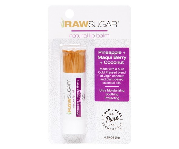 Raw Sugar Organic Lip Balm - Pineapple + Maqui Berry + Coconut - 0.25oz