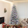 6.5ft Snow Flocked Artificial Christmas Tree, Pre-Lit Christmas Tree with 400 LED Lights and 990 Branch Tips - 2 of 4