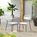 2pk Outdoor Steel Frame Armless Chairs  White - TK Classics