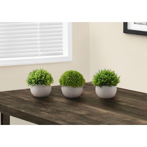 Monarch Specialties Artificial Plant 5 inch Tall Grass Indoor Faux Fake Table Greenery Potted Set Of 3 Decorative Green Plants Grey Pots - 1 of 4