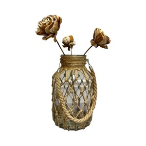 Slickblue Hand-Woven Hanging Glass Vase Clear with Natural Rope for Flowers or Decorative Fillers - Large/Medium/Small - 1 of 3