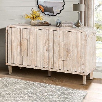 NicBex Console Table with 2 Cabinets and Adjustable Shelves,Entryway Table with Large Wooden Handles,Vintage Couch Table for Living Room,Natural
