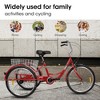 3 Wheels Bike, 24" Tricycles For Mens Womens Seniors With Rear Basket, Carbon Steel Frame, For Recreation Exercise Shopping - 3 of 4