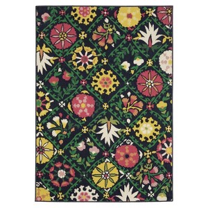 Captiv8e Designs Hilo Bold Boho Floral Navy Indoor/Outdoor Rug - 1 of 4