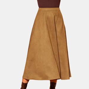 Women's Elegant Orange Faux Leather Midi Skirt - Cupshe - 1 of 4