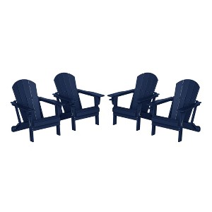 WestinTrends Nantucket Outdoor Patio HDPE Resin Folding Adirondack Chairs With Cup Holder and Phone Holder (Set of Four) - 1 of 4