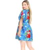 LA LEELA Women's Summer Mini Beach Tropical Dress Swimsuit V Neck Tops Cover Ups for Swimwear Women X-Large-XX-Large Blue, Floral - 3 of 4