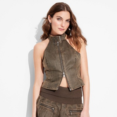 Women's Waxed Twill Utility Tank Top - Wild Fable™ Dark Brown