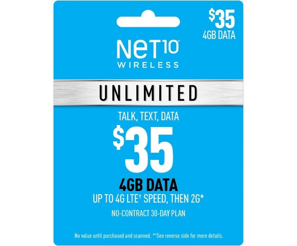 Net10 Wireless Unlimited Talk/Text/Data Prepaid Card (Email Delivery)