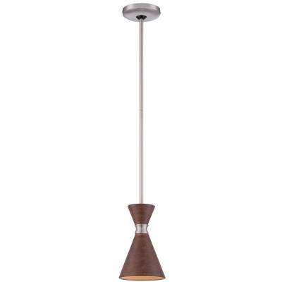 Distressed Koa Brushed Nickel Mini Pendant Light
