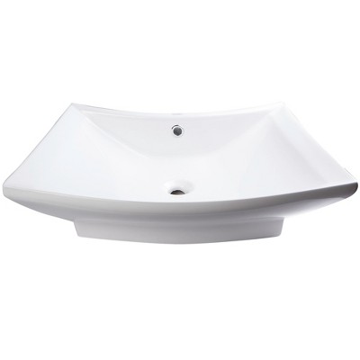 ALFI EAGO BA142  28Inch Rectangular Porcelain Bathroom Vessel Sink with Single Hole