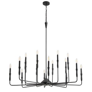 Dewdrop 16 Light 47.2in Mid Century Inspired Pendant Light Central Downrod Radial Symmetric Layout Matte Black ETL For Foyer - 1 of 4