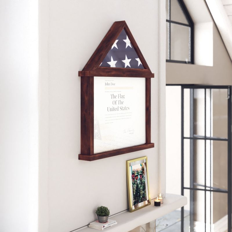 Emma and Oliver Small Solid Wood Memorial Flag Case with Certificate Holder and Shadow Box Display, 4 of 12