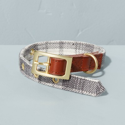Small Neutral Plaid Pet Collar Gray/Cream - Hearth & Hand™ with Magnolia
