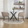 Set Of 2 Dining Chairs with Black Metal Legs,Boucle Fabric Dining Chair with Wing Back, Leisure Armchair Upholstered Accent Kitchen Chairs-Cuddlewood - 3 of 4