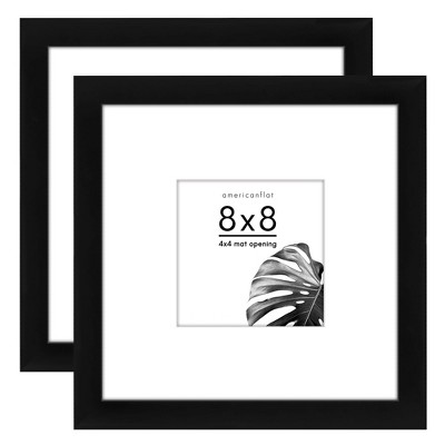 Americanflat Picture Frame with Mat - Wood with Glass Cover (2 Pack)