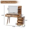 Homy Casa Modern Vanity Table with Mirror & Storage Shelves, Natural Oak - 3 of 4