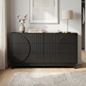 standing dresser White 9 Drawer Dresser, Modern TV Stand with Mid Century Design Storage thickened wooden top and included anti Fluted 6-Drawer Dresser, Storage Chest
