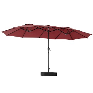 JIONJOY 15FT Double-Sided Patio Umbrella with Base - Crank, 12 Ribs, for Garden/Deck/Beach - 1 of 4